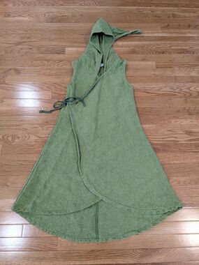 Burgschneider Green Medieval Pointed Hood Long Wrap Vest Small Medium